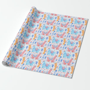 Ljust färgrikt Alpacamönster Presentpapper