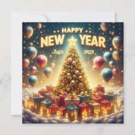 Ljust & Festligt Nytt År 2025 Julkort