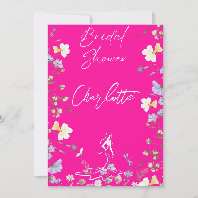 Ljust fet stil blomman bröllop  inbjudningar (Framsida)