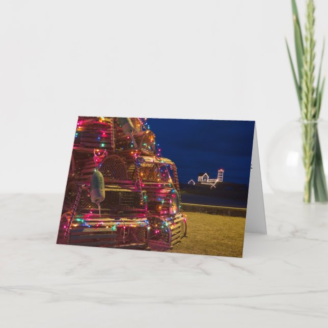 Ljust för Nubble som dekoreras på natten Helgkort (Framsida)