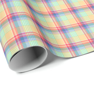 Ljust för pastell plädmönster flickaktigt presentpapper