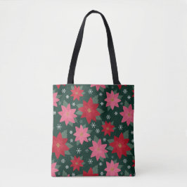 Ljust Förberedd Jul Poinsettia Handväskor Tygkasse