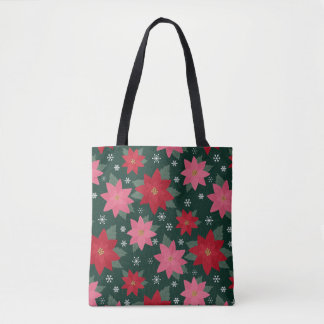 Ljust Förberedd Jul Poinsettia Handväskor Tygkasse
