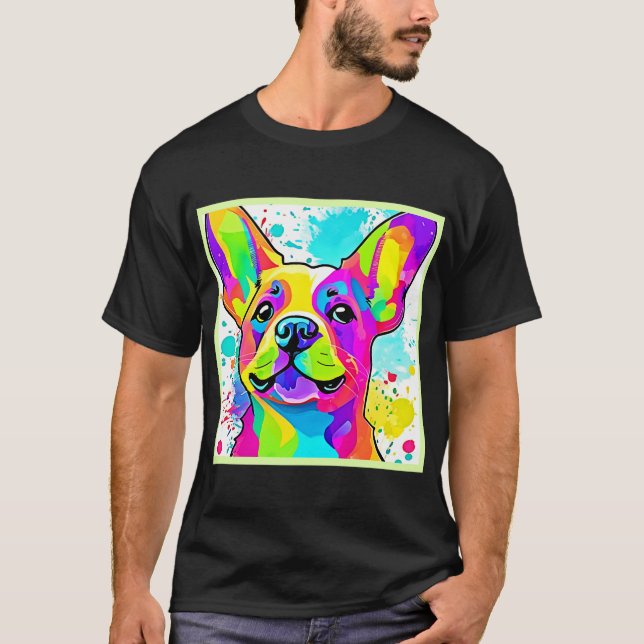 Ljust fransk bulldogg-valpkonst t shirt (Framsida)