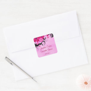 Ljust Fuchsia-Blommigten Spara datumfavoritspärrar Fyrkantigt Klistermärke