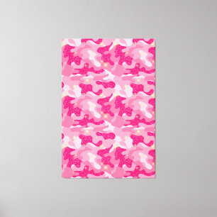 Ljust glänsande rosa kamouflage chic camo glam arm canvastryck
