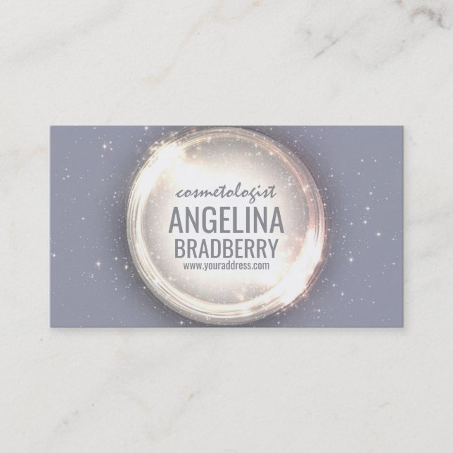Ljust glitter cirklar det skimrande visitkort (Framsida)