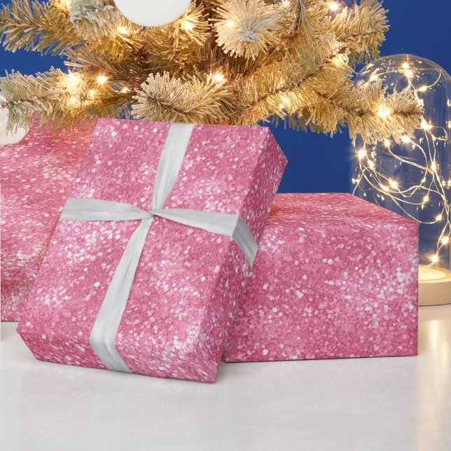 Ljust godis fint rosa glittermönster presentpapper (Helgdagar)