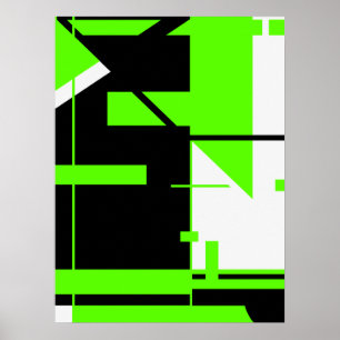 Ljust - göra grön, svärta på geometrisk abstrakt poster