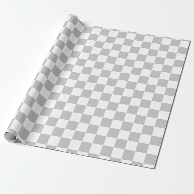 Ljust - grå färgschackbrädemönster presentpapper (Utrullad)