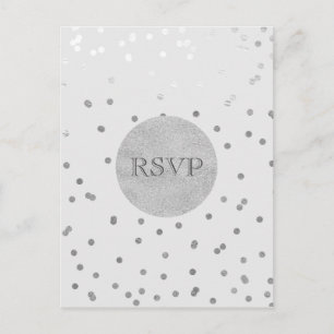 Ljust Grå & Silver Glänsande Konfettiprickar RSVP Inbjudan Vykort