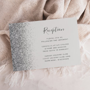 Ljust grå silverglitter bröllopsmottagning tilläggskort