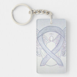 Ljust Grått Awareness Ribbon Angel Nyckelring