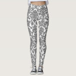 Ljust Grått Blommigt Ornate Damask-mönster Leggings<br><div class="desc">Elegant,  ornera och unika strängar som har lätt fuktmönster för grått-blommigt. Andra färg finns tillgängliga.</div>