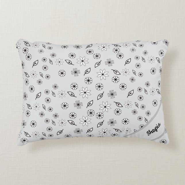 Ljust Grått Blommönster Pillow Prydnadskudde (Framsidan)