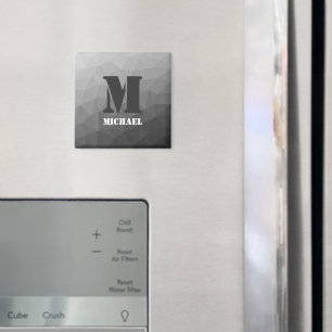 Ljust grått-geometriskt nät mönster Monogram Magnet