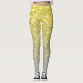 Ljust grått--kompbre faux-sparkler från guld silve leggings