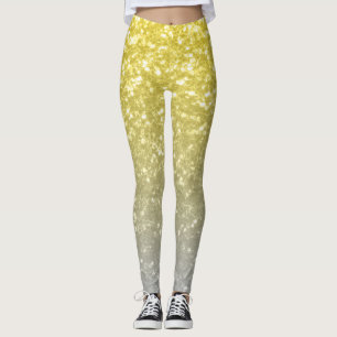 Ljust grått--kompbre faux-sparkler från guld silve leggings
