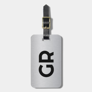 Ljust Grått Metallic Struktur Anpassningsbar Text Bagagebricka