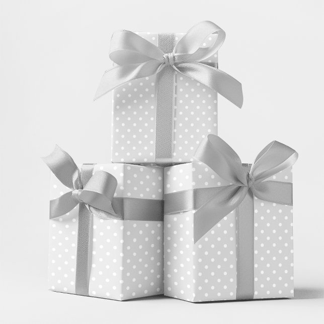 Ljust Grått och vit liten polka punkt Presentpapper (Light Grey and White Small Polka Dot Wrapping Paper)