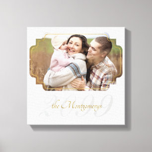 Ljust Grått Pinstripe-familjens Namn SQUARE-foto Canvastryck