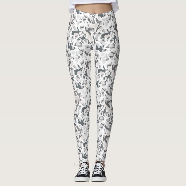 Ljust Grått Spots Abstrakt, observerad mönster Leggings (Framsida)