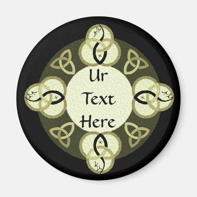 Ljust Grått Trinity and Black Fish Monogram Magnet (Framsidan)