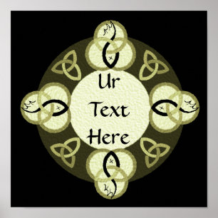 Ljust Grått Trinity and Black Fish Monogram Poster