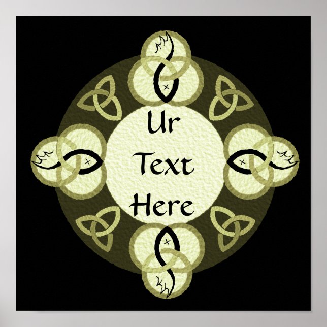 Ljust Grått Trinity and Black Fish Monogram Poster (Framsidan)