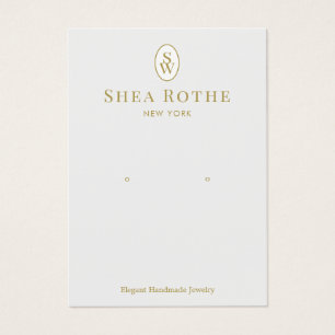Ljust Grått Vintage Monogram Earring Visning Card Visitkort