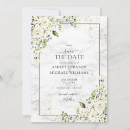 Ljust Grått Vit Blommigt Guld Foto Spara datum Spara Datumet