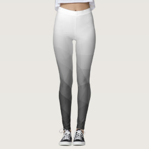 Ljust grått White Gradient Geometry Mesh Mönster Leggings