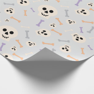 Ljust Grått Wrapping Pappert med Döskallar och ben Presentpapper