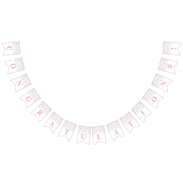 Ljust grattisbaner - rosasilverkonfettiar vimplar (Alla)