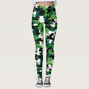Ljust - grön Camo damasker Leggings