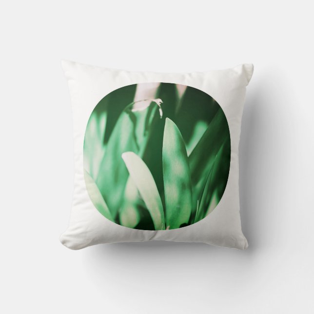 Ljust Grön Clivia Busklilja Blad Kuddskrynkylt Kudde (Framsida)