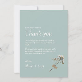 Ljust Grön Elegant Minimalistisk Handgjord Blommig Tack Kort