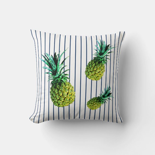 Ljust Grön Gul Ananas Minimalistisk Kudd Kudde (Framsida)