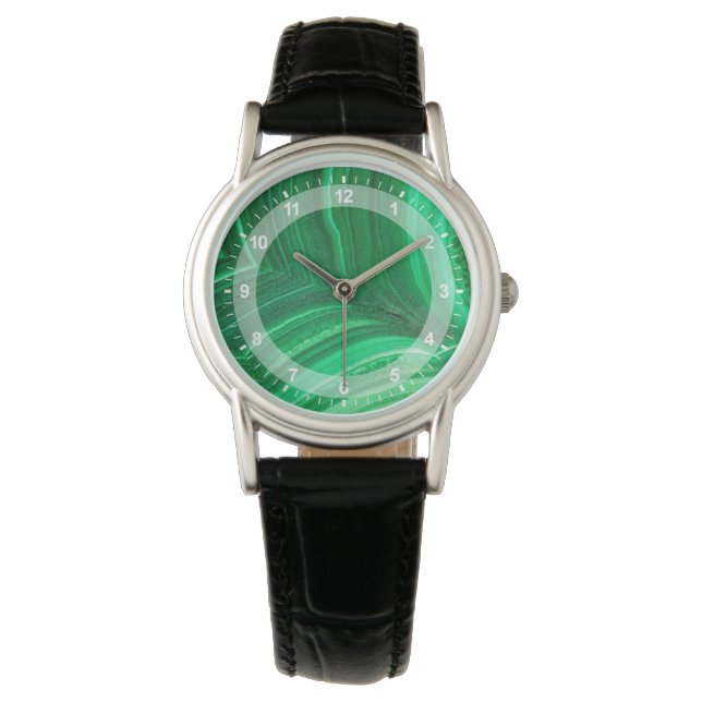 Ljust grön malakitmineral armbandsur (Framsida)