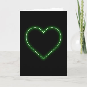 Ljust - grön neonhjärta - älska valentines helgkort