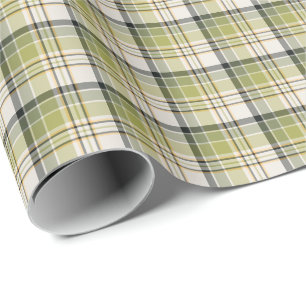 Ljust - grön och marinblå lantlig pläd presentpapper