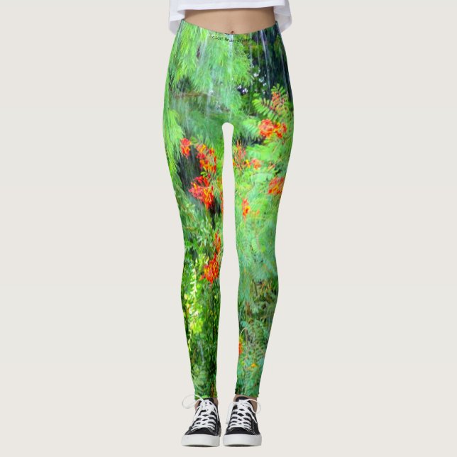 LJUST - grön TROPISK REGNSKOG Leggings (Framsida)