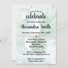 Ljust Grön Vinter Tallkotte Akvarell Bröllop Inbjudningar