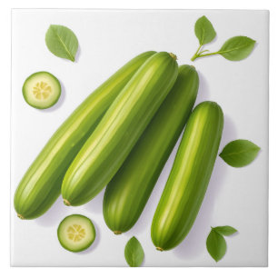 Ljust grönsaks cucumbers blomster Mönster Kakelplatta