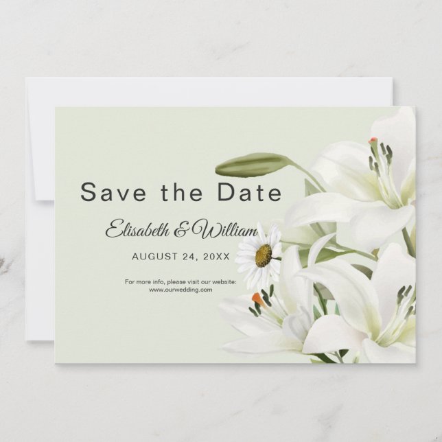 Ljust grönt bakgrund för daisy och vita länkar spara datumet (Framsida)