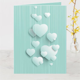 Ljust grönt bakgrund med 3D-vita hjärtan Kort