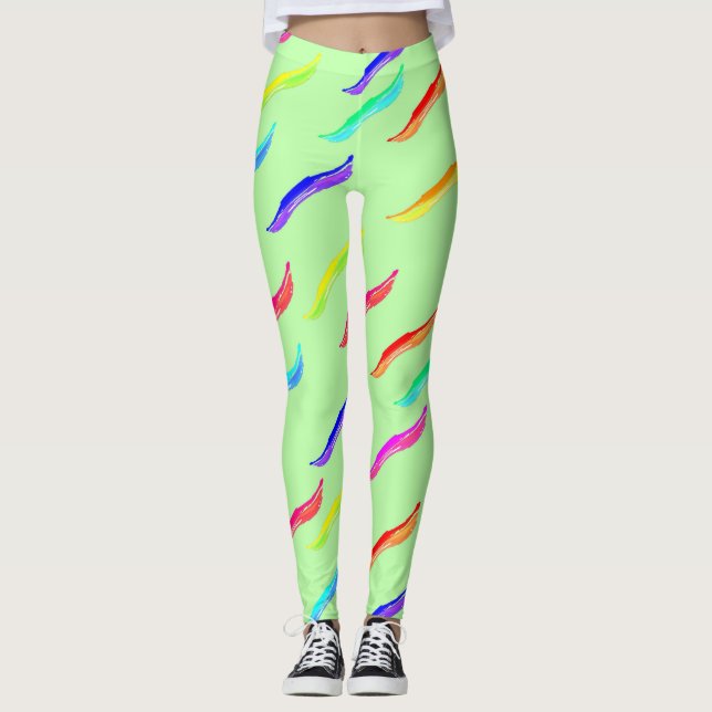 Ljust grönt baljväxter i färg Vind Leggings (Framsida)