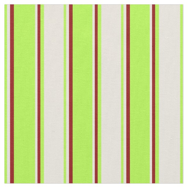 Ljust grönt, Beige & Mörk Red Linjer Tyg (Närbild)