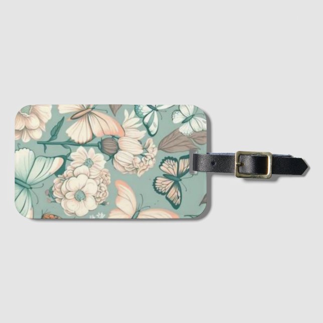 Ljust grönt blomdekaler och blommor bagagebricka (Framsida horisontal)