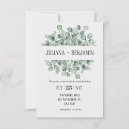 Ljust grönt Blommigt Winter-bröllop Inbjudningar